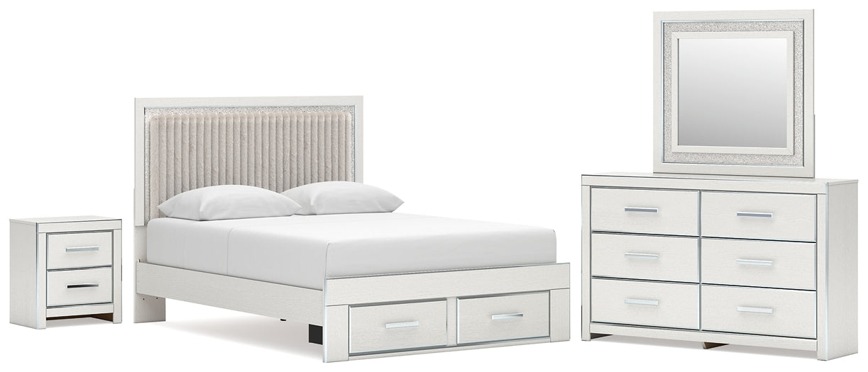 Zuraleus  Upholstered Panel Platform Storage Bed, Dresser, Mirror And Nightstand