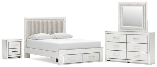Zuraleus  Upholstered Panel Platform Storage Bed, Dresser, Mirror And Nightstand