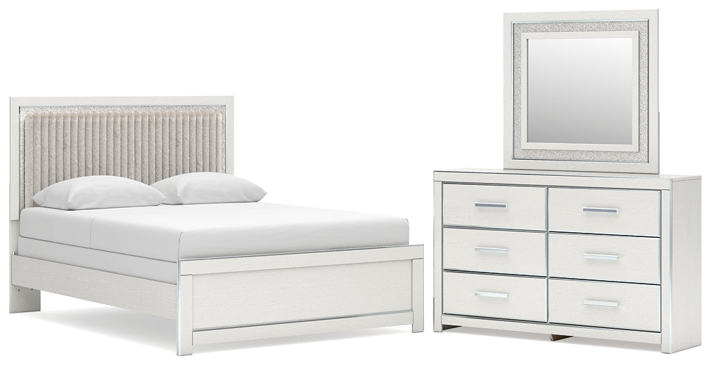 Zuraleus  Upholstered Panel Bed, Dresser And Mirror