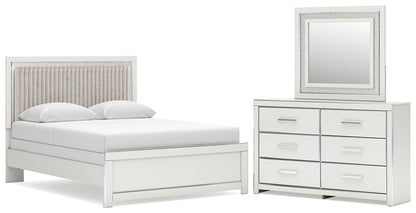 Zuraleus  Upholstered Panel Bed, Dresser And Mirror