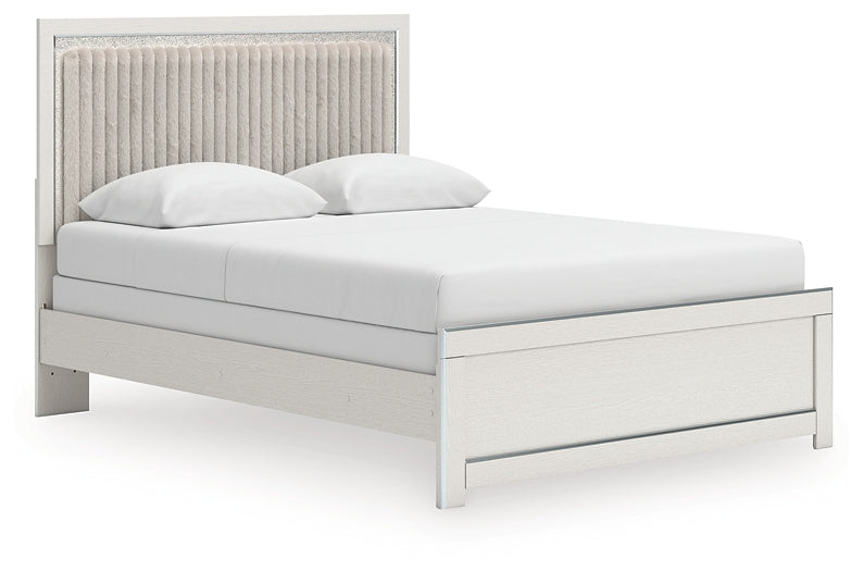Zuraleus  Upholstered Panel Bed, Dresser And Mirror
