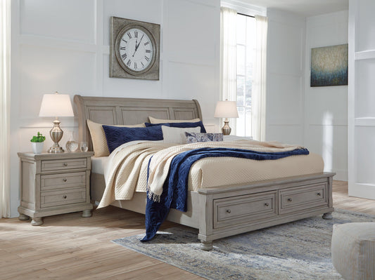 Lettner  Sleigh Bed With 2 Storage Drawers