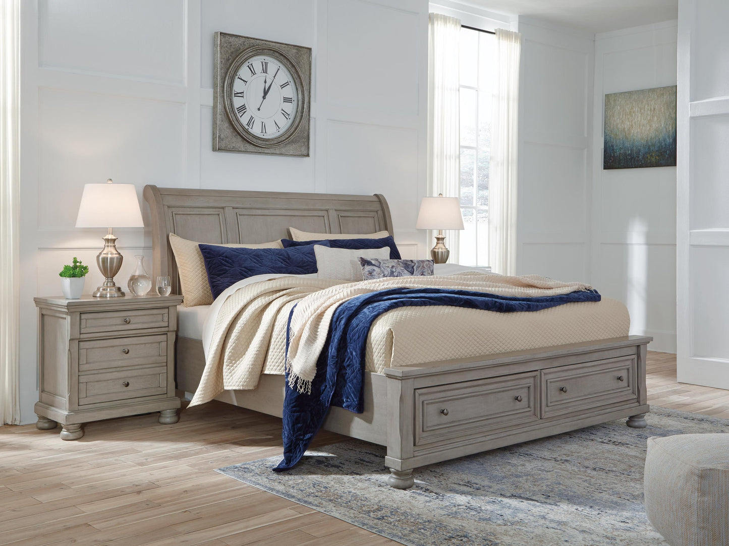 Lettner  Sleigh Bed With 2 Storage Drawers