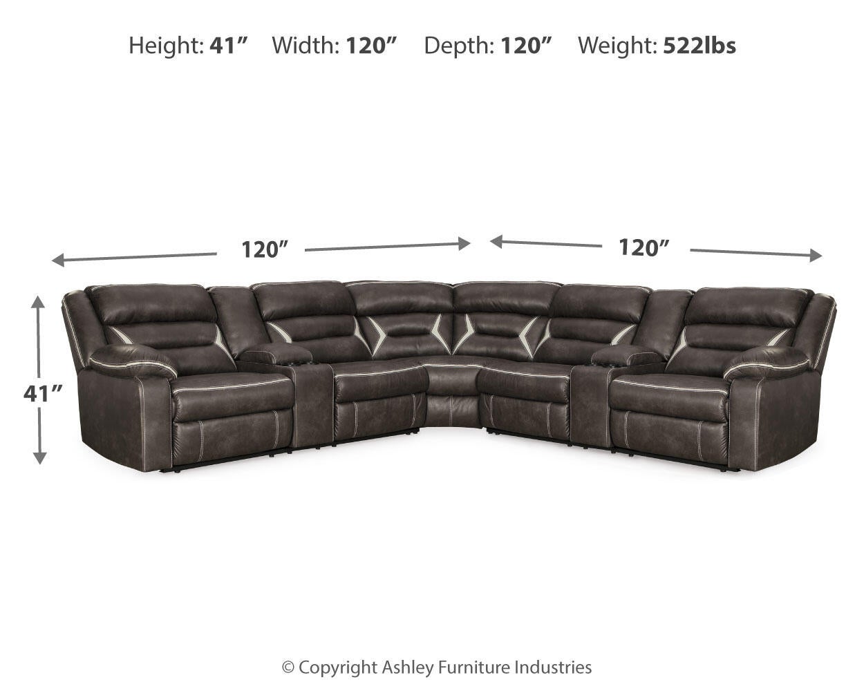 Kincord 3-Piece Power Reclining Sectional