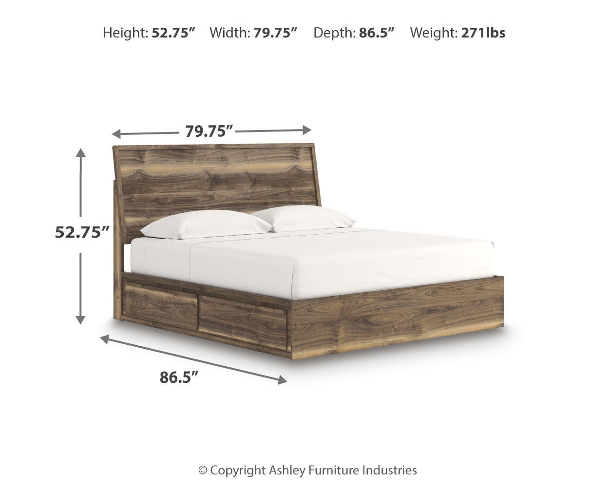 Chirason  Panel Bed With Storage