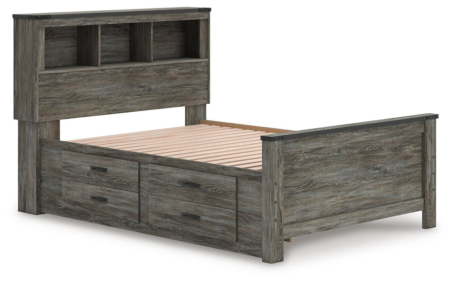 Frandern  Bookcase Panel Bed With Storage