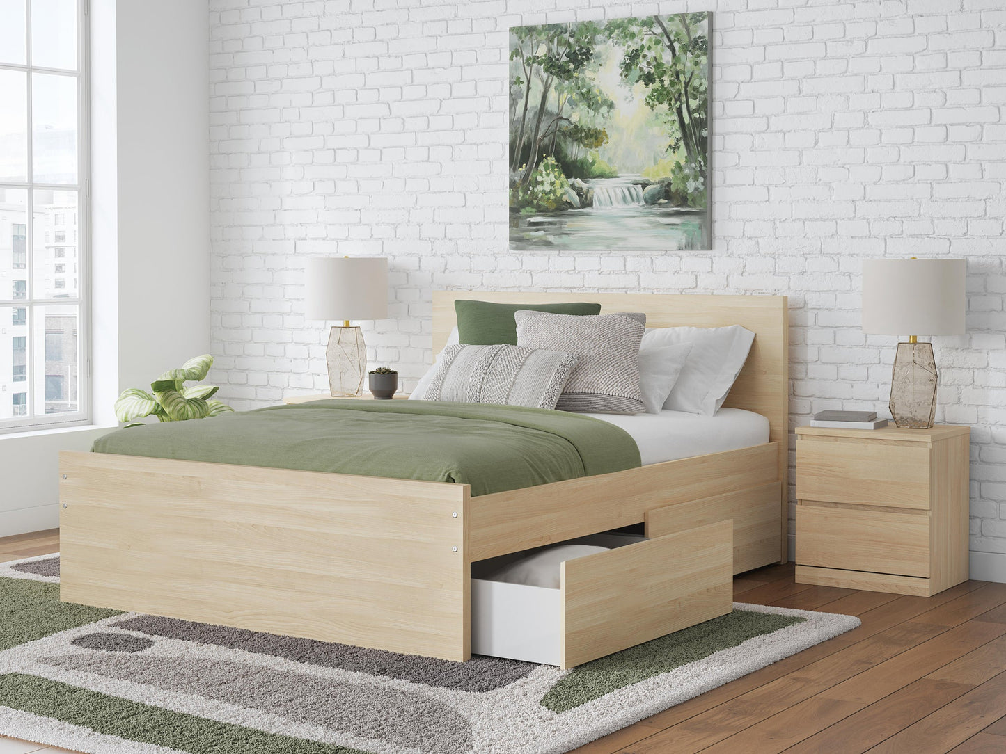 Onita  Panel Platform Bed With 2 Side Storage