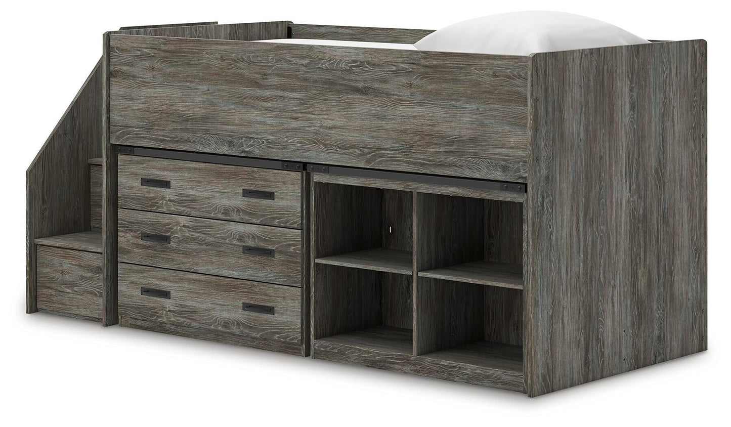 Frandern  Loft  Bed With Bookcase And Drawer Storage