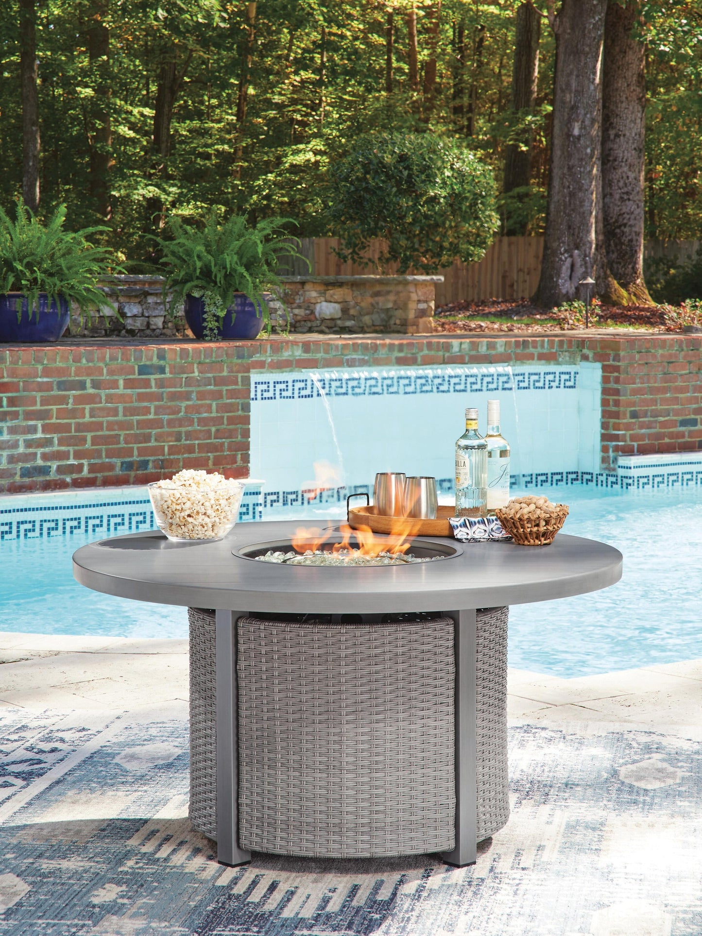 Half Moon Beach Round Fire Pit Table