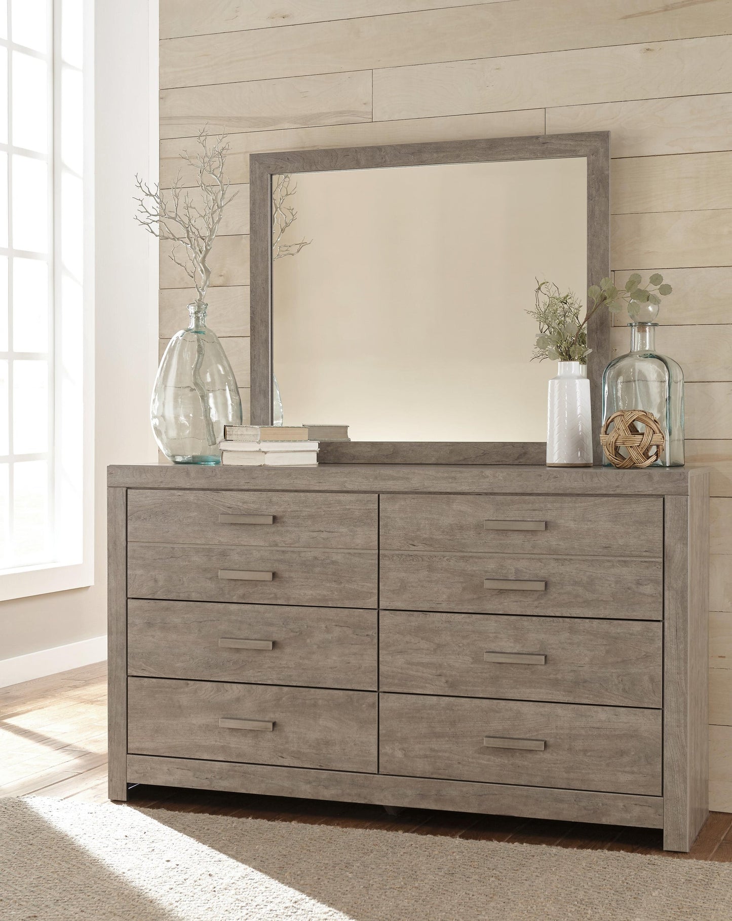 Culverbach  Panel Bed With Mirrored Dresser