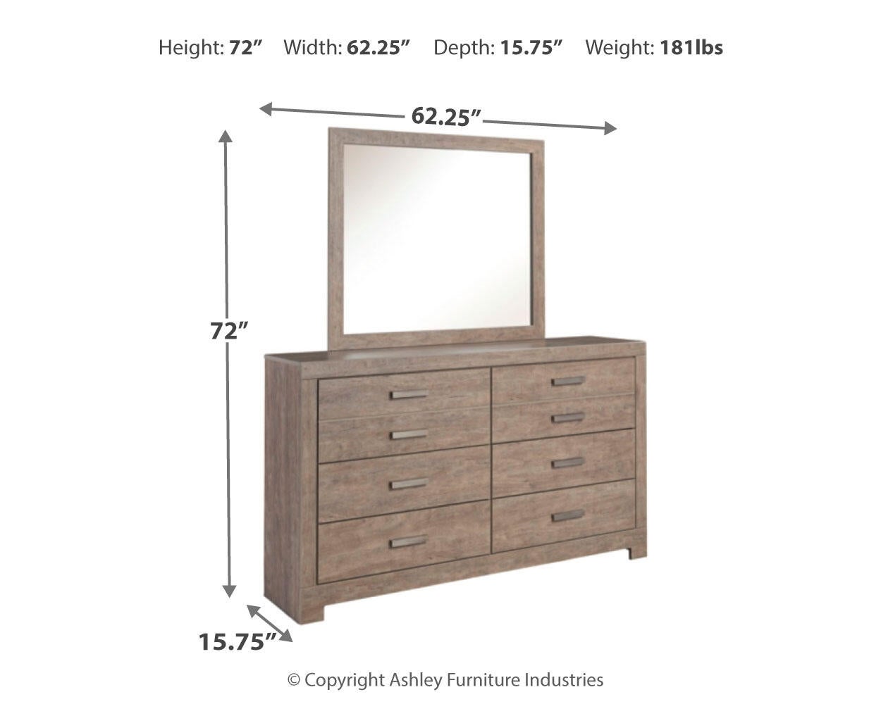 Culverbach  Panel Bed With Mirrored Dresser