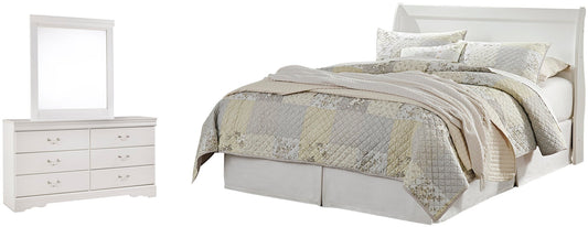 Anarasia  Sleigh Headboard, Dresser And Mirror
