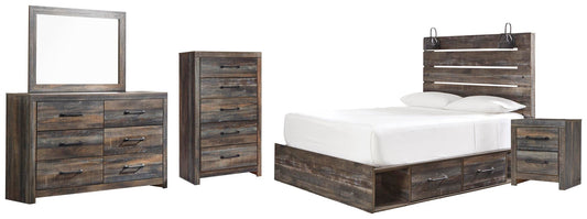 Drystan  Panel Bed With 4 Storage Drawers, Dresser, Mirror, Chest And Nightstand