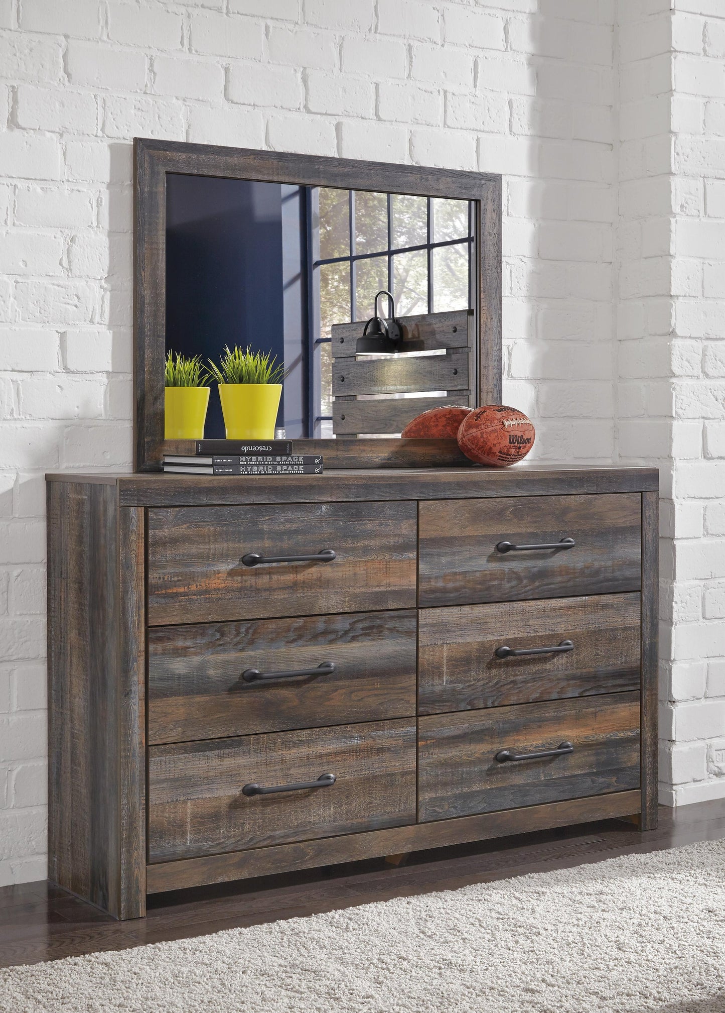 Drystan  Bookcase Bed With 2 Storage Drawers, Dresser, Mirror, Chest And Nightstand