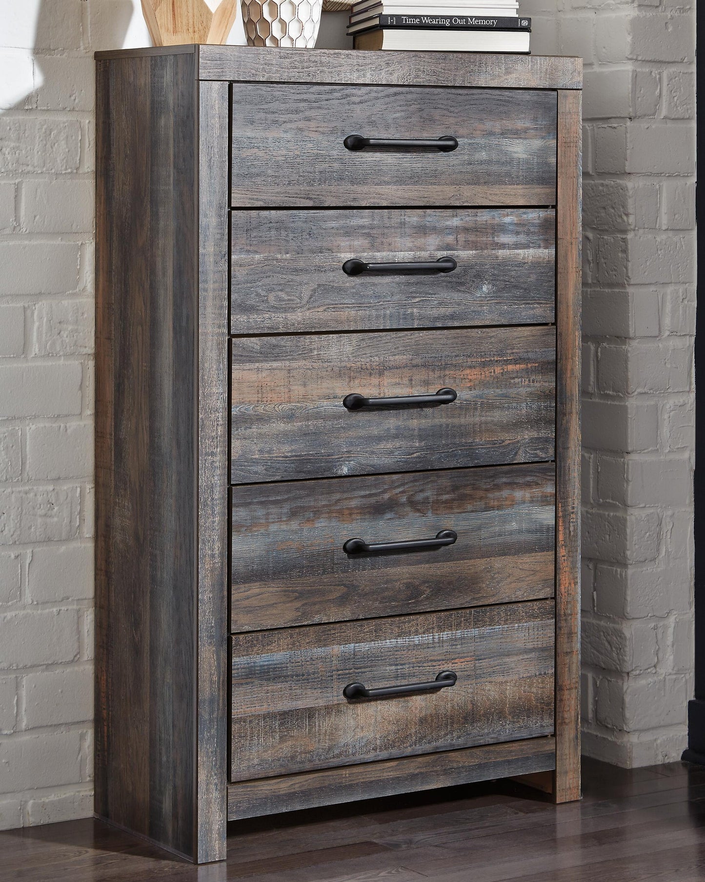 Drystan  Bookcase Bed With 2 Storage Drawers, Dresser, Mirror, Chest And Nightstand