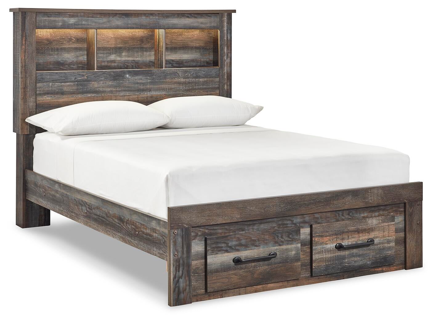 Drystan  Bookcase Bed With 2 Storage Drawers, Dresser, Mirror, Chest And Nightstand