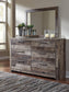Derekson  Panel Bed With 6 Storage Drawers With Mirrored Dresser