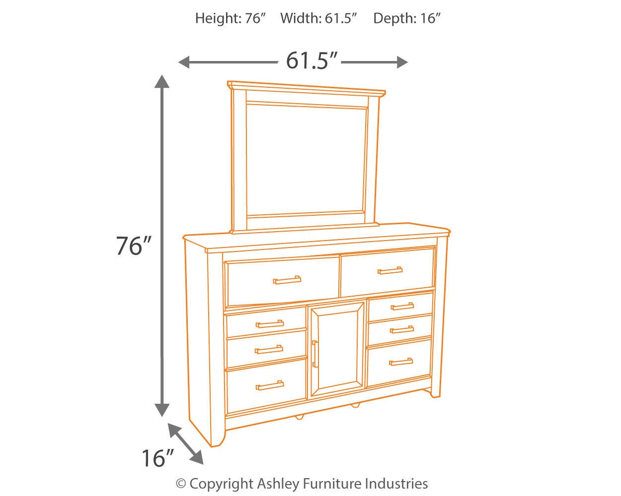 Juararo  Panel Headboard Bed With Mirrored Dresser