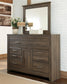 Juararo  Panel Headboard Bed With Mirrored Dresser