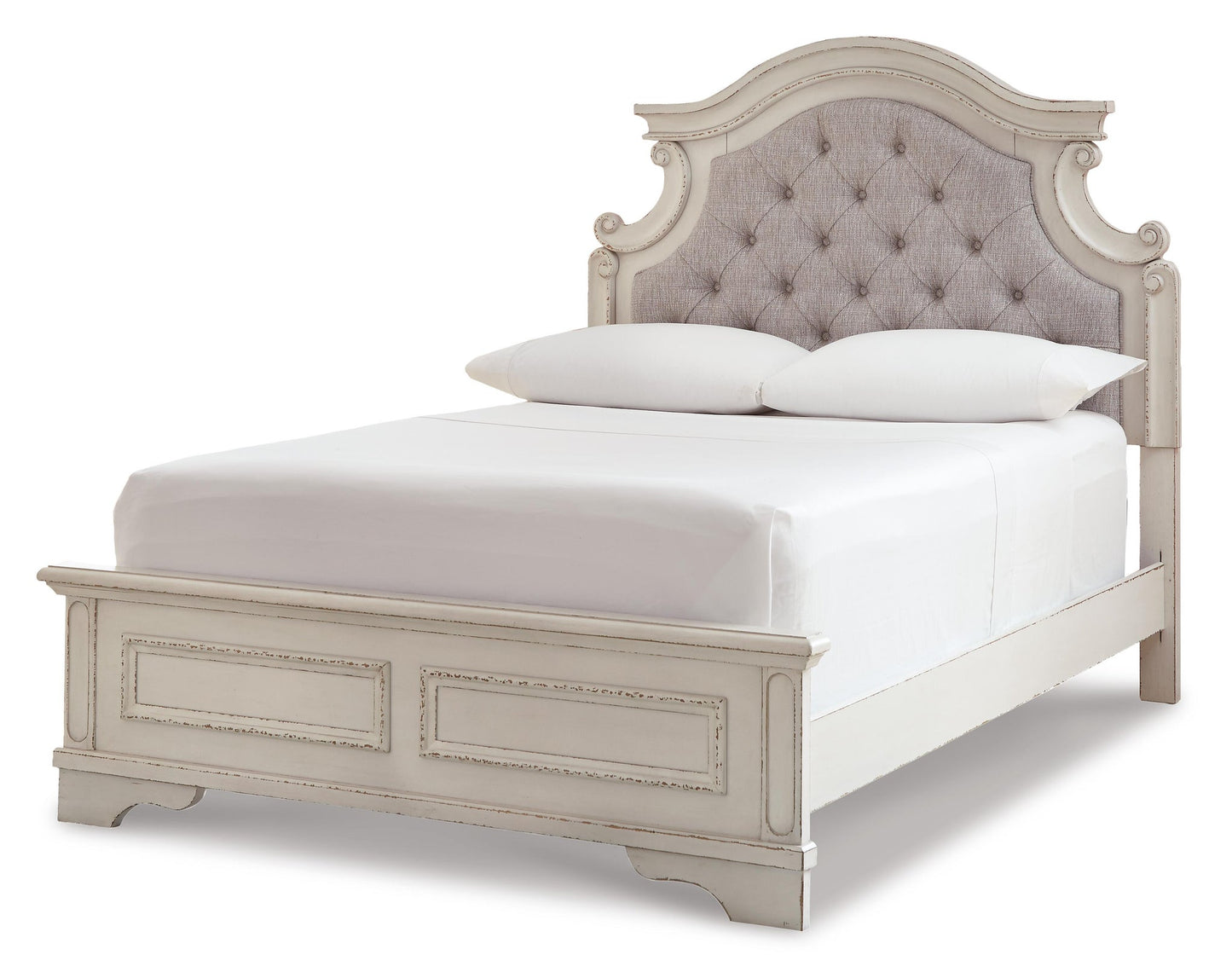 Realyn  Panel Bed With Mirrored Dresser, Chest And Nightstand