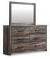 Drystan  Panel Bed With 2 Storage Drawers With Mirrored Dresser And Nightstand