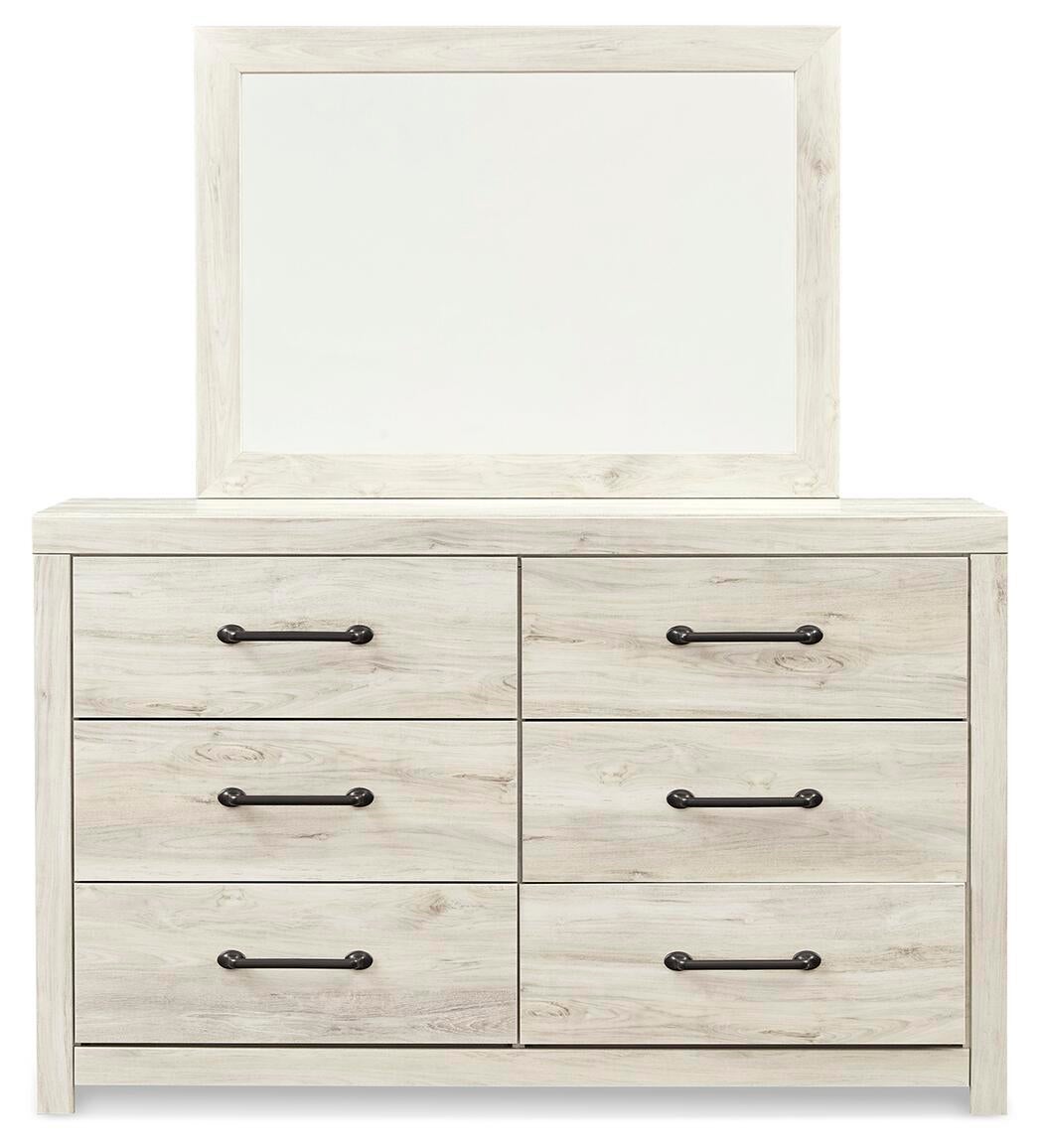 Cambeck  Panel Bed With 2 Storage Drawers With Mirrored Dresser And Nightstand