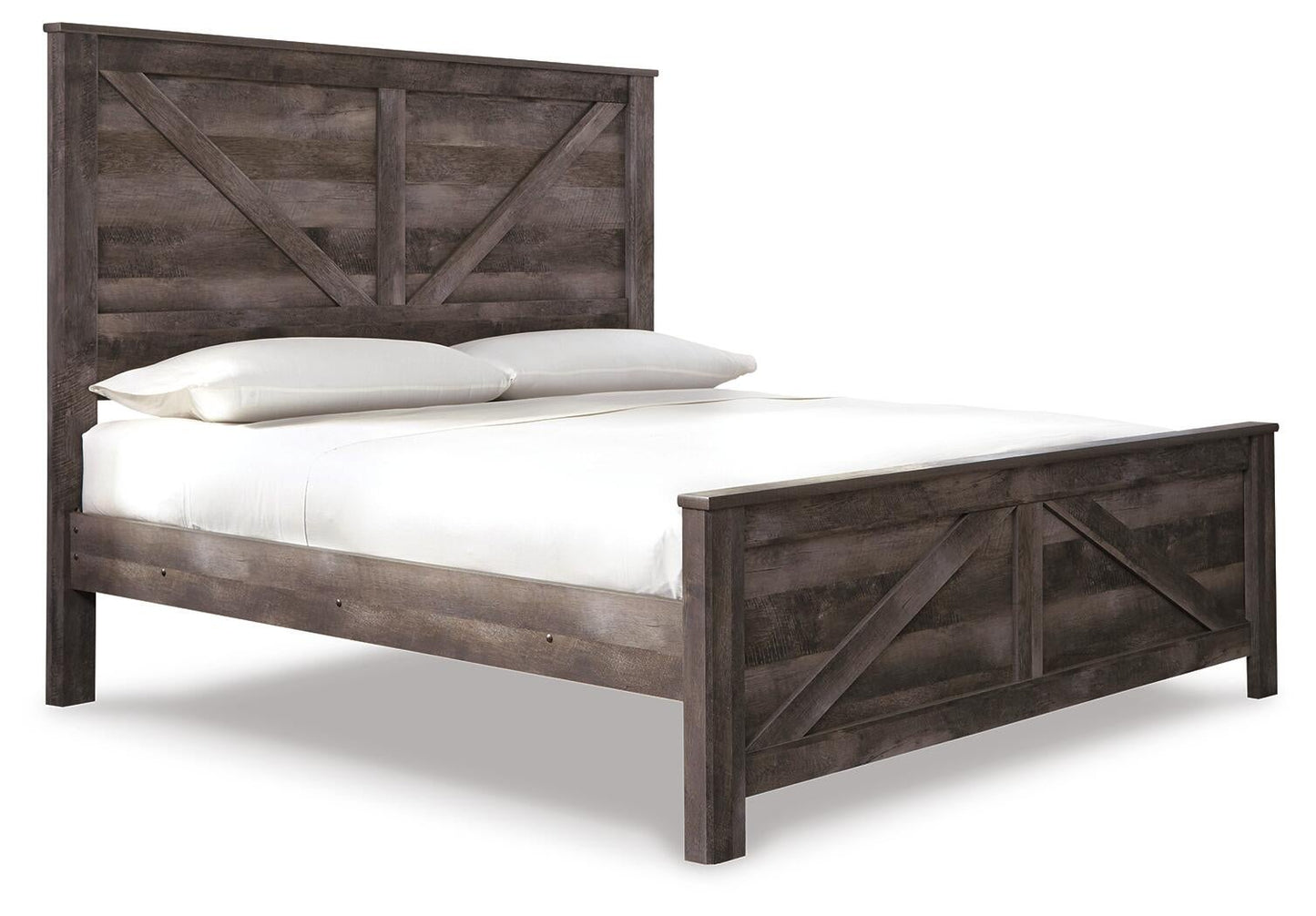 Wynnlow  Crossbuck Panel Bed With Mirrored Dresser, Chest And Nightstand