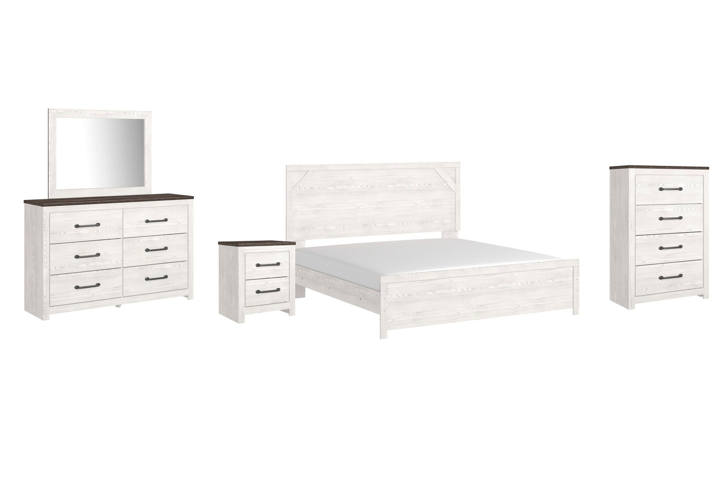 Gerridan  Panel Bed With Mirrored Dresser, Chest And Nightstand