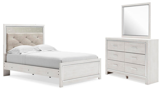 Altyra  Panel Bed With Mirrored Dresser