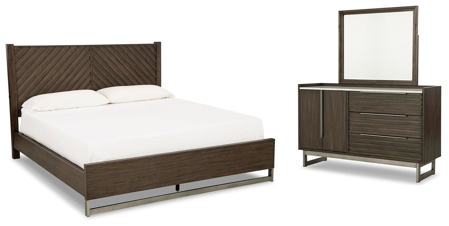 Arkenton  Panel Bed With Mirrored Dresser