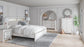 Altyra  Bookcase Headboard Bed With Mirrored Dresser, Chest And Nightstand