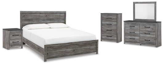 Bronyan  Panel Bed With Mirrored Dresser, Chest And Nightstand