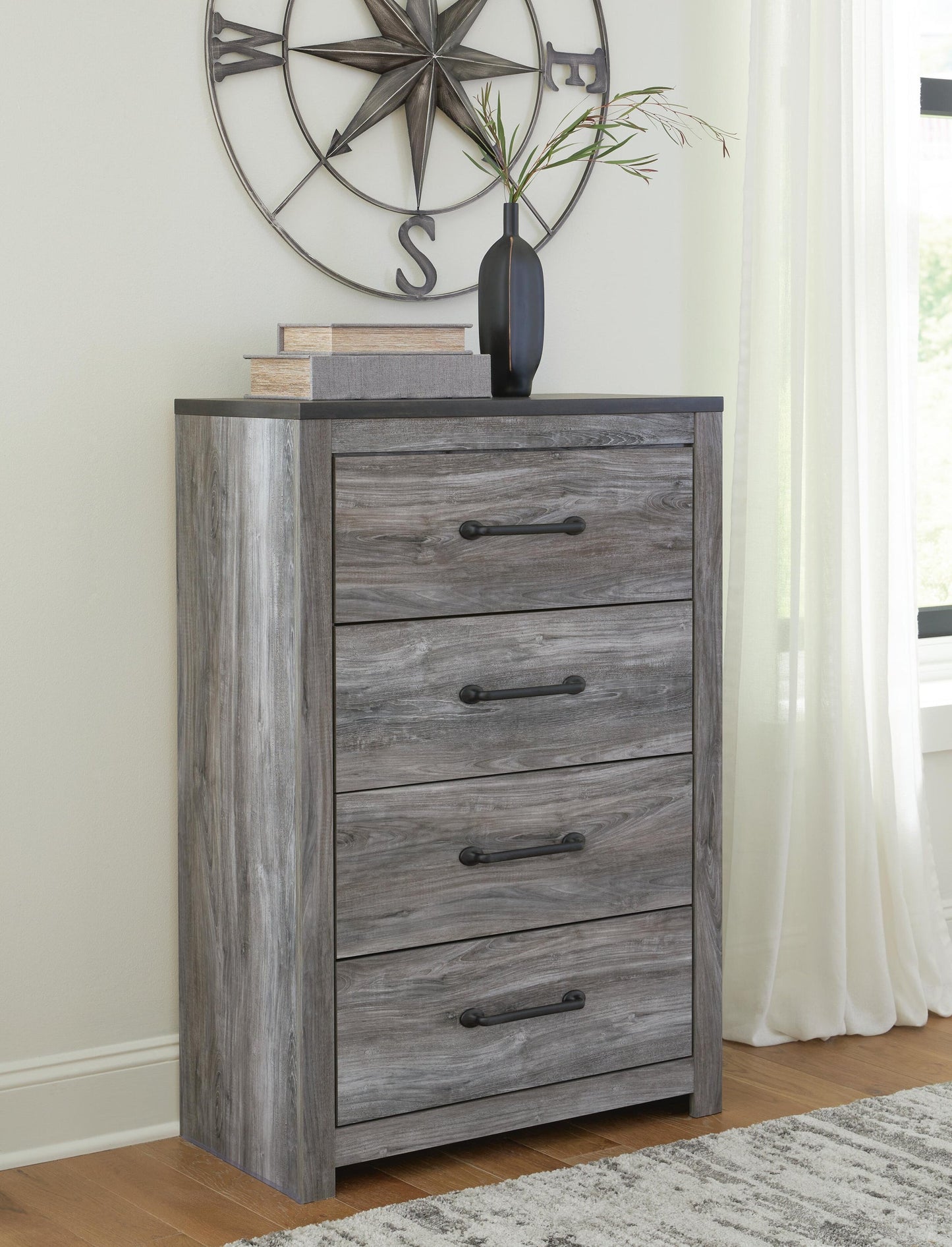 Bronyan  Panel Bed With Mirrored Dresser, Chest And Nightstand