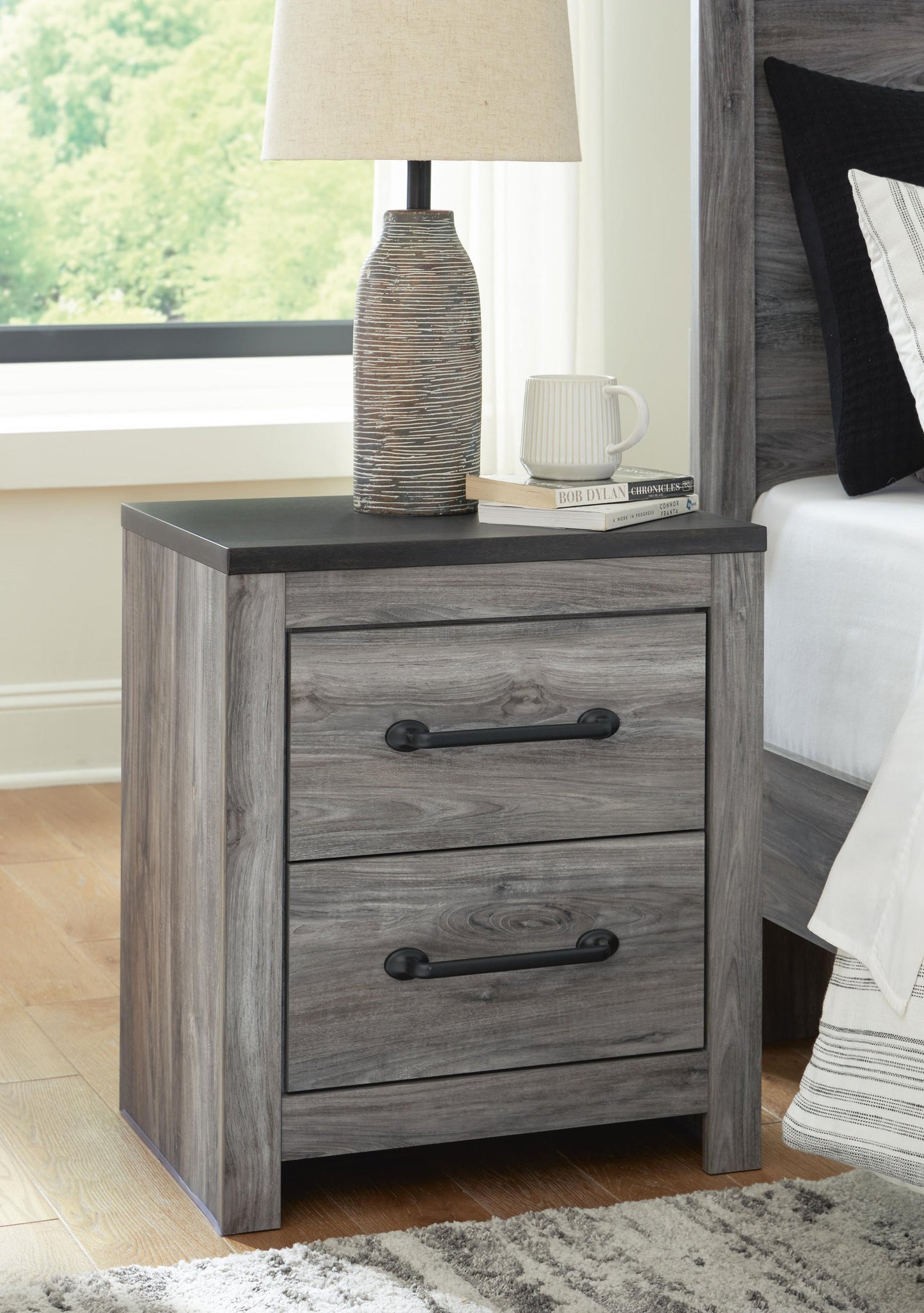 Bronyan  Panel Bed With Mirrored Dresser, Chest And Nightstand