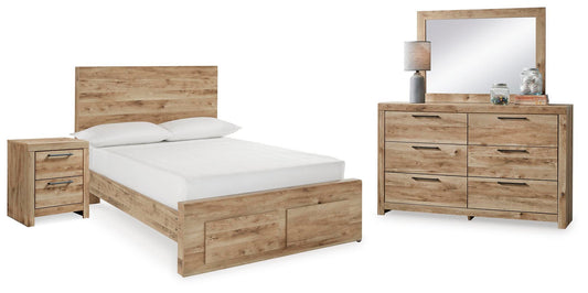 Hyanna  Panel Storage Bed, Dresser, Mirror And Nightstand