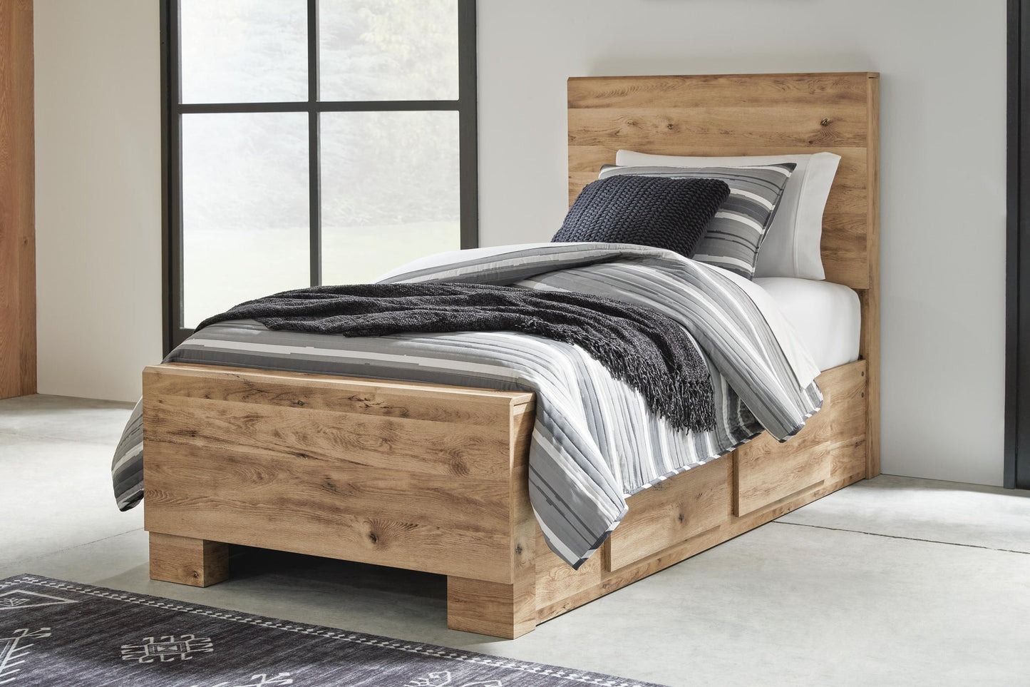 Hyanna  Panel Bed With 2 Side Storage, Dresser, Mirror, Chest And Nightstand
