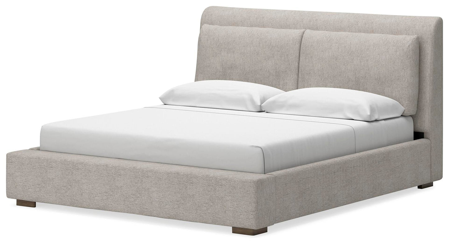 Cabalynn  Upholstered Bed With Mirrored Dresser And Nightstand