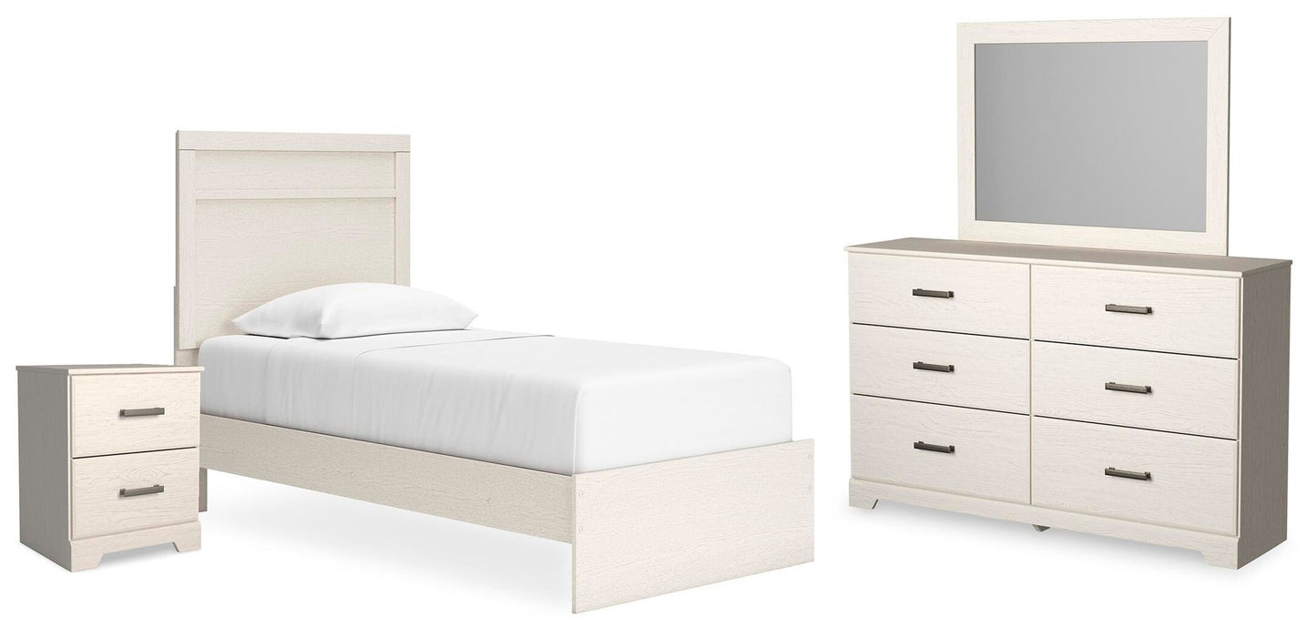 Stelsie  Panel Bed With Mirrored Dresser And Nightstand
