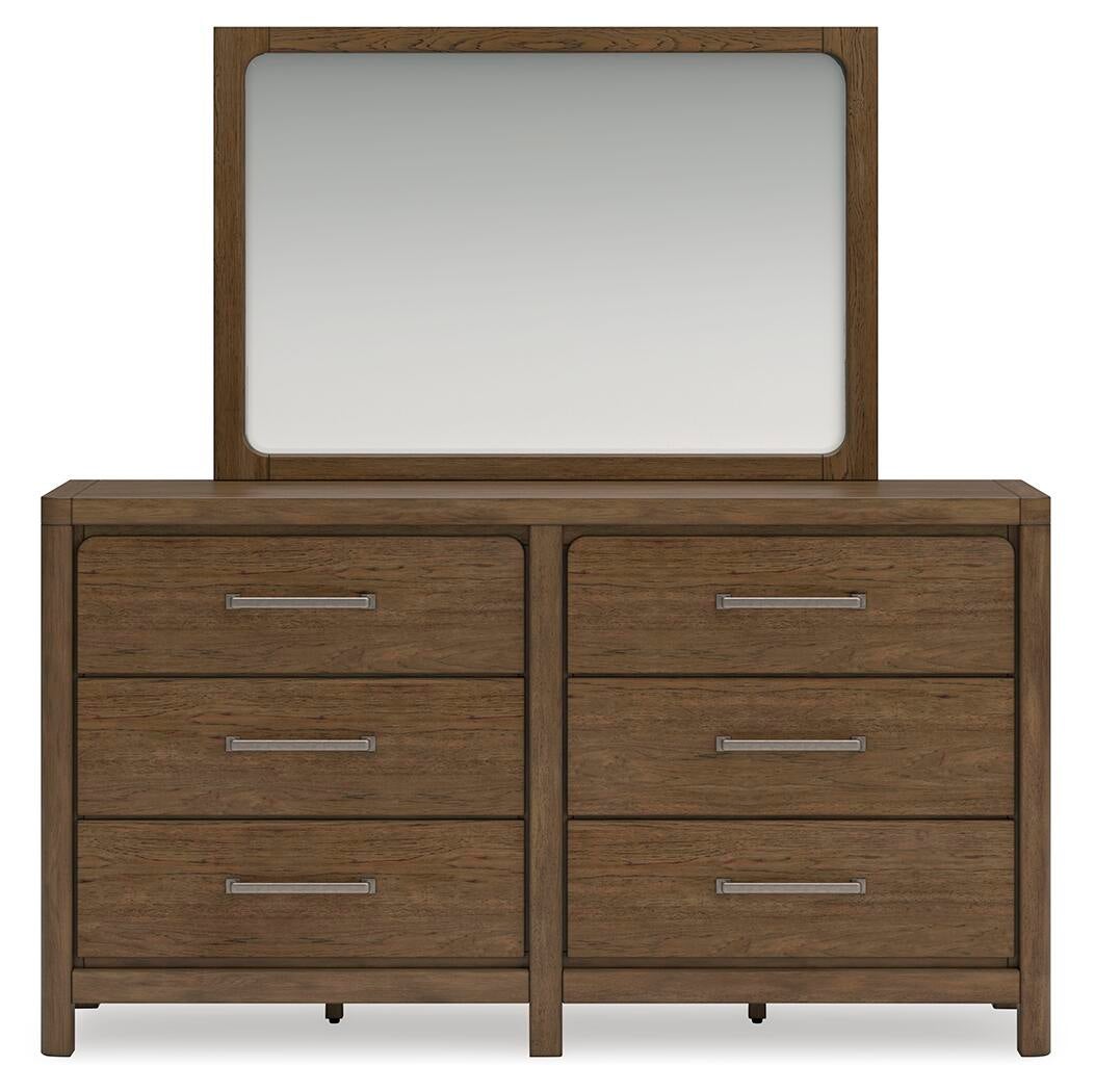 Cabalynn  Panel Bed With Storage With Mirrored Dresser And Nightstand