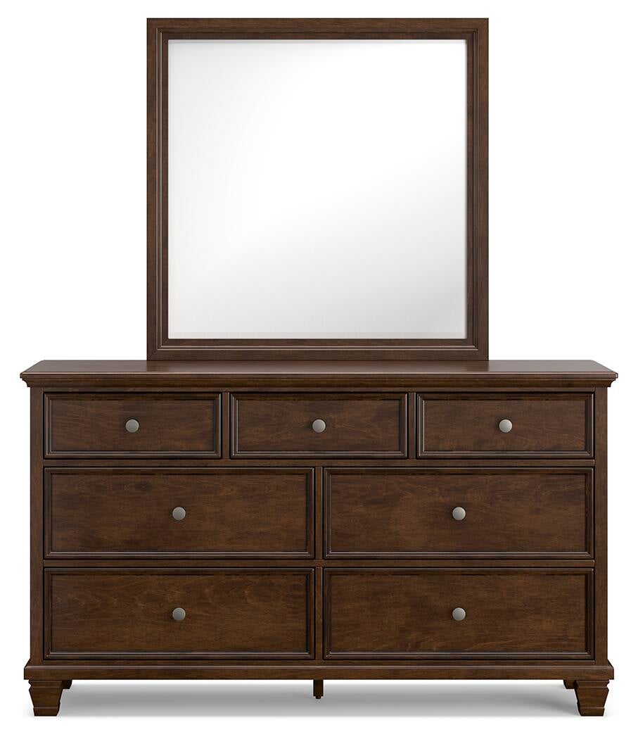 Danabrin  Panel Bed With Mirrored Dresser And Nightstand