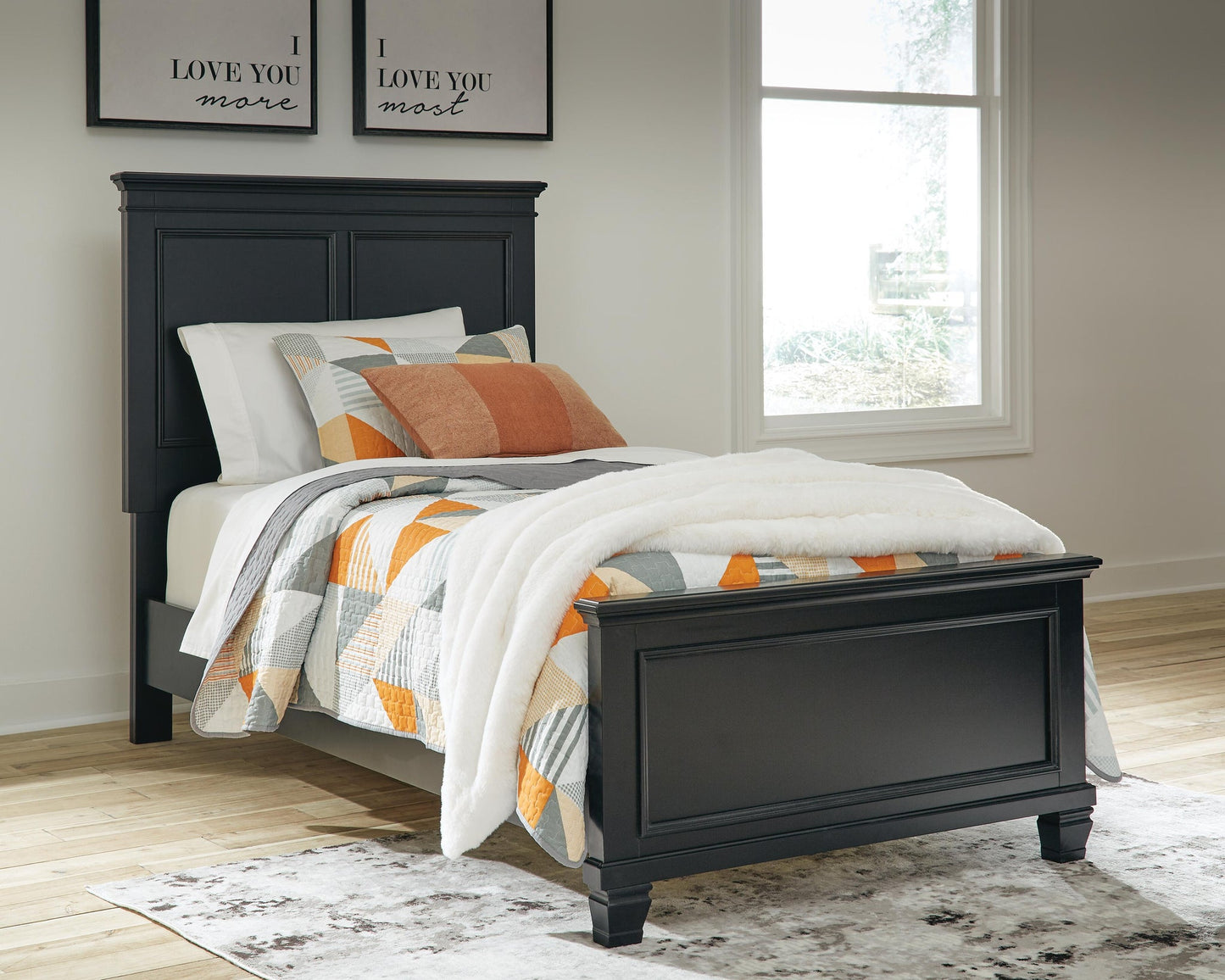 Lanolee  Panel Bed With Mirrored Dresser