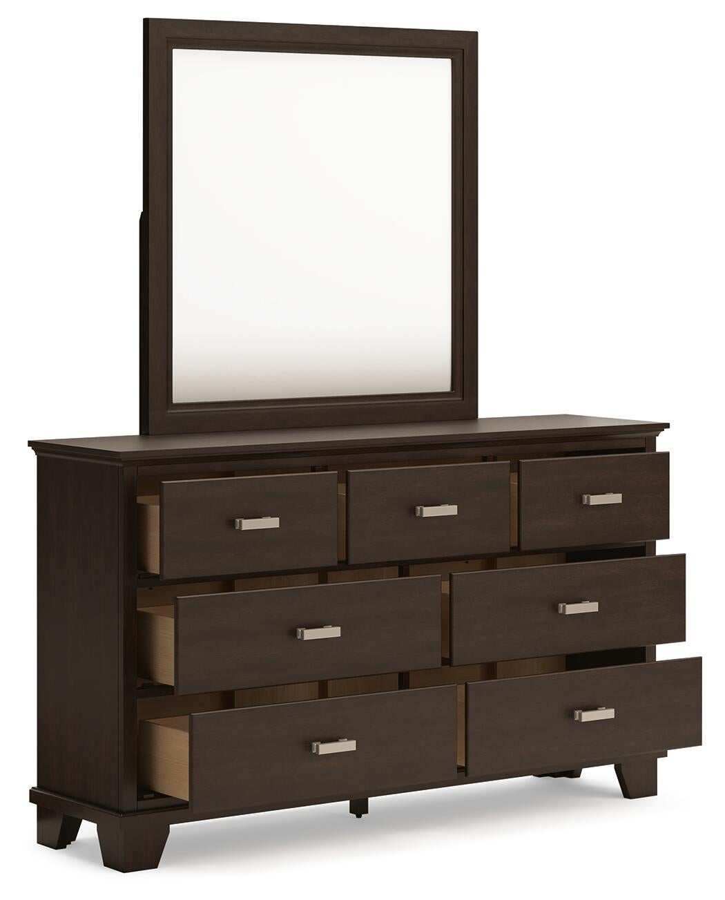 Covetown  Panel Bed With Mirrored Dresser