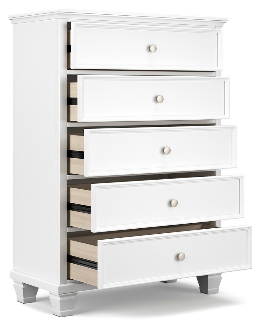 Fortman California  Panel Bed With Mirrored Dresser, Chest And Nightstand