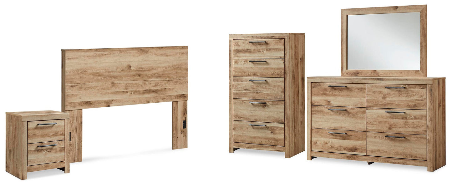 Hyanna  Panel Headboard, Dresser, Mirror, Chest And Nightstand