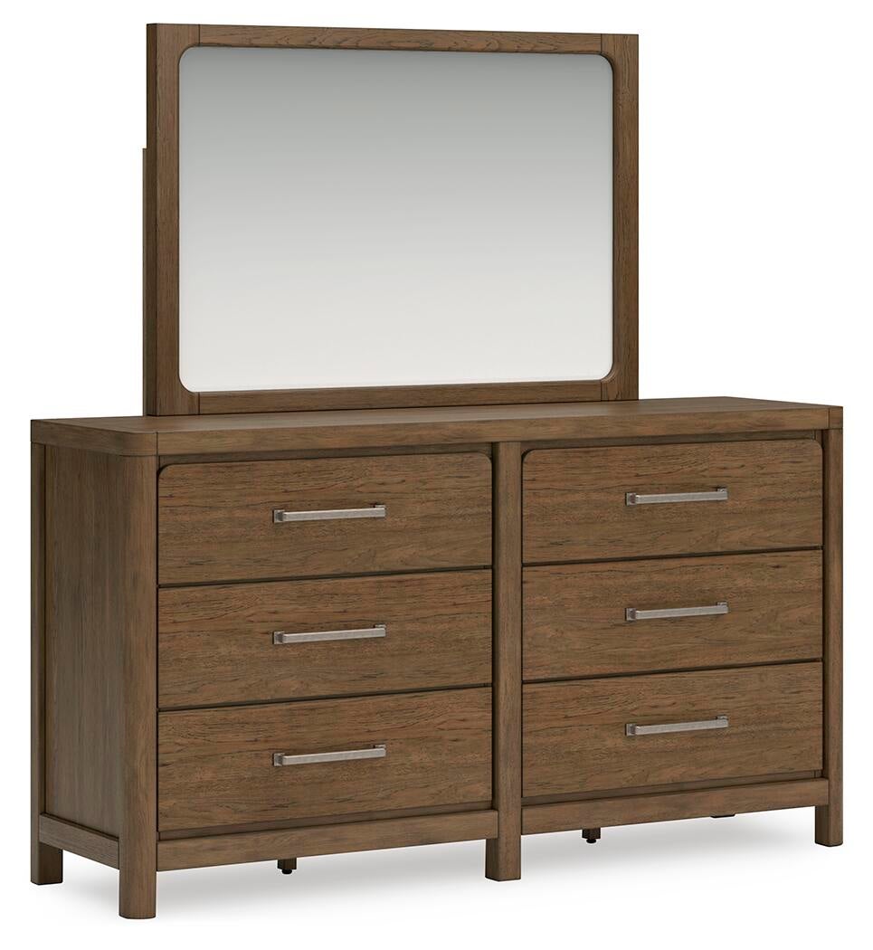 Cabalynn California  Upholstered Bed With Mirrored Dresser, Chest And Nightstand