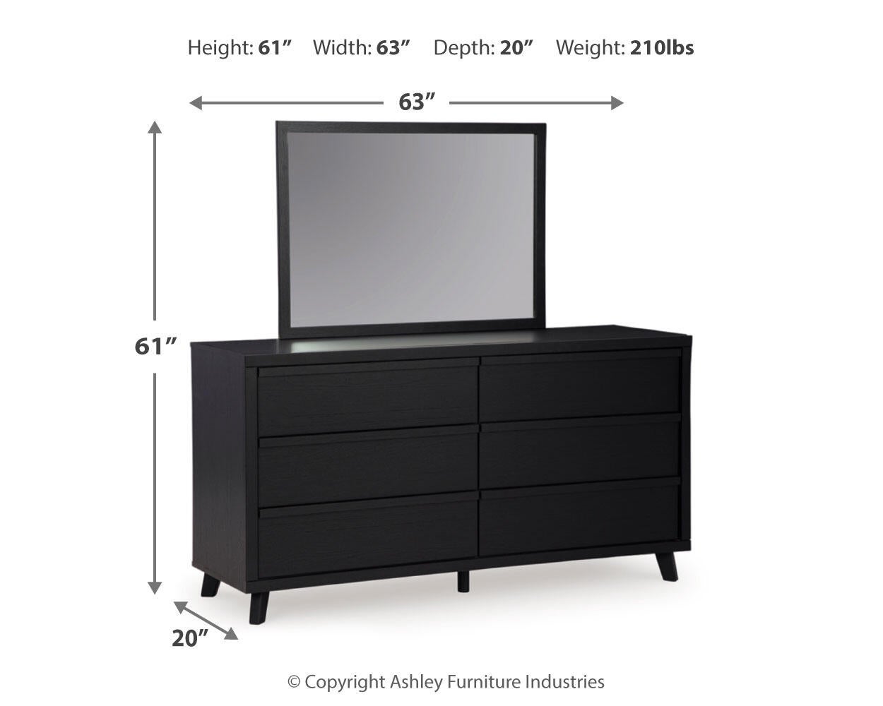 Danziar  Panel Bed With Mirrored Dresser