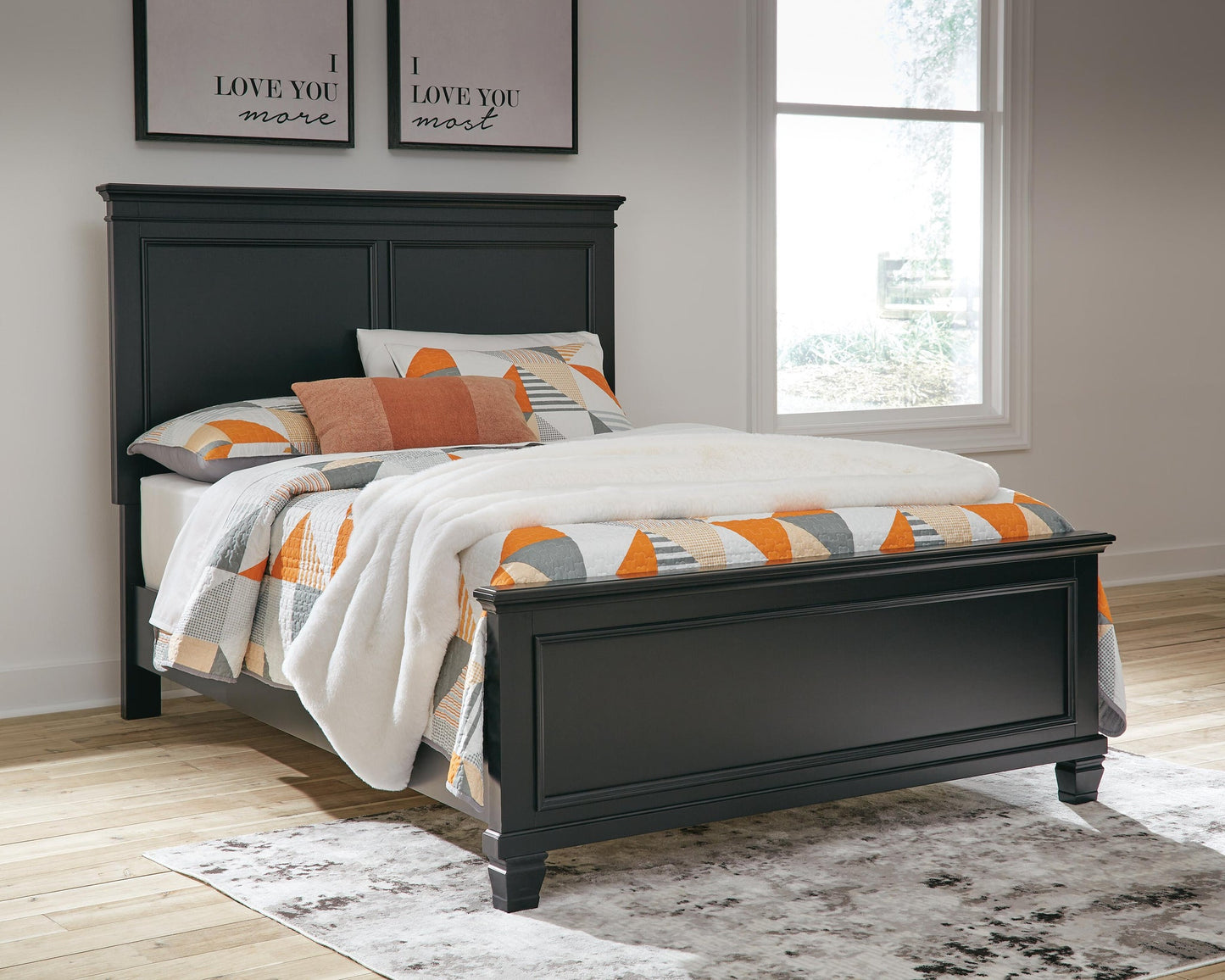 Lanolee  Panel Bed With Mirrored Dresser And Nightstand