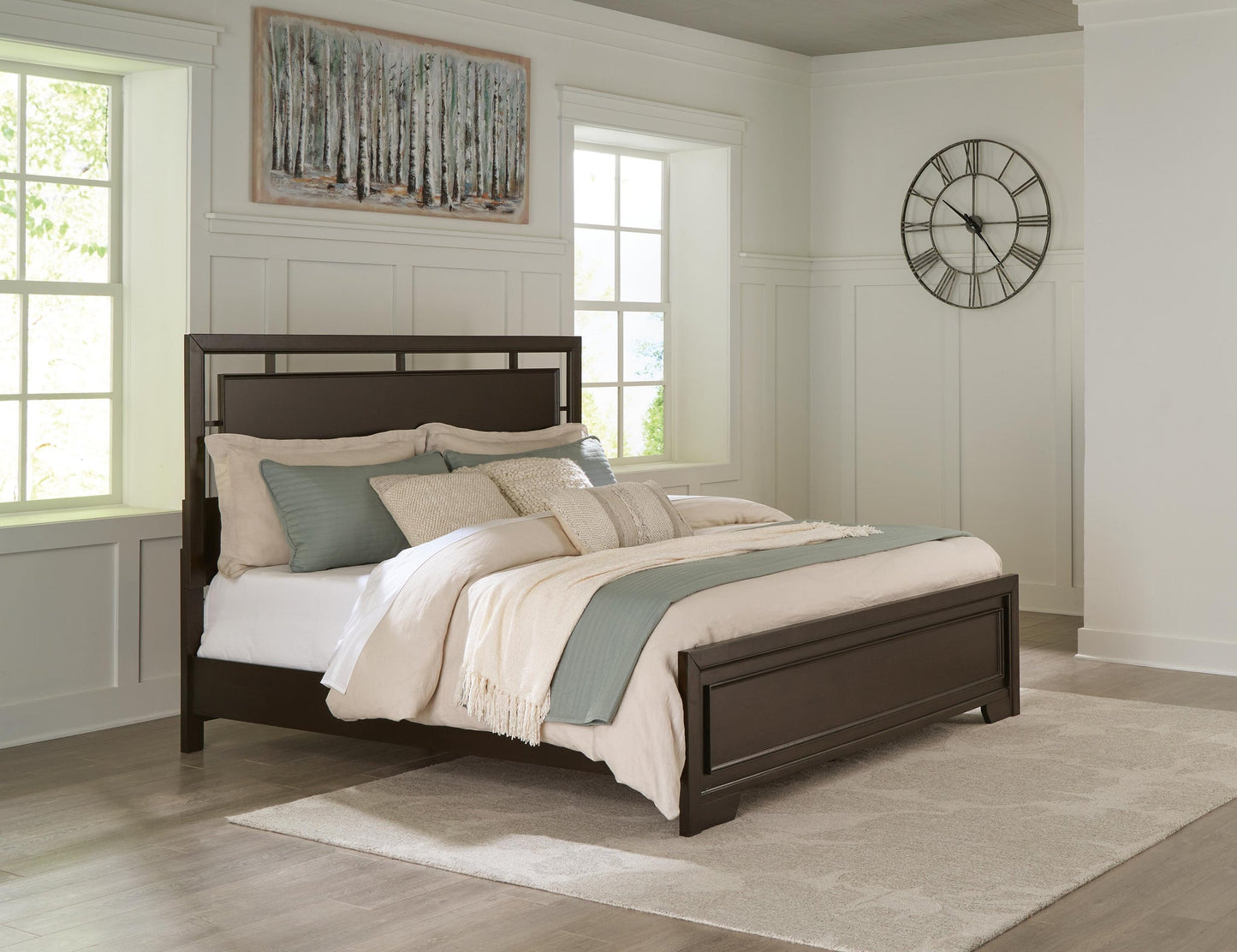 Covetown  Panel Bed, Dresser, Mirror, Chest And Nightstand