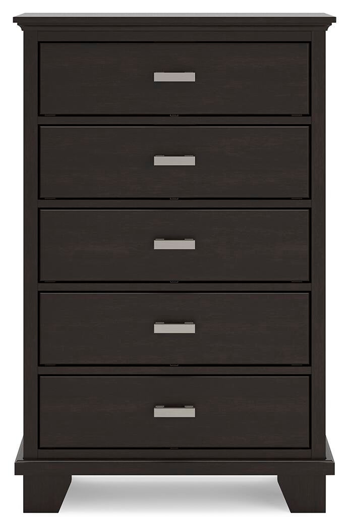 Covetown  Panel Bed, Dresser, Mirror, Chest And Nightstand