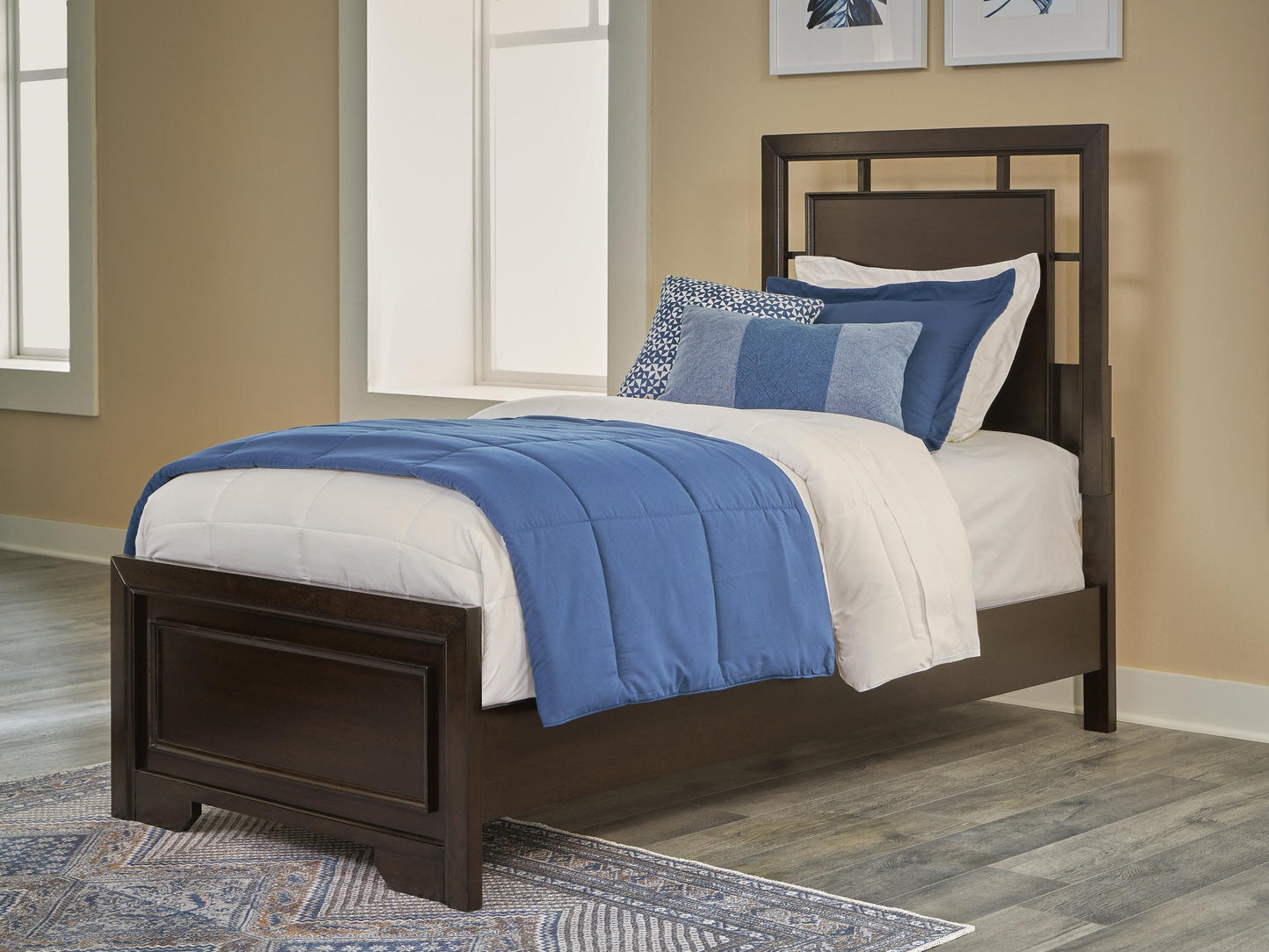 Covetown  Panel Bed, Dresser, Mirror, Chest And Nightstand